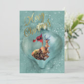 Kerstmis Speciale Rendier Ornament Sneeuw Feestdagenkaart (Staand voorkant)