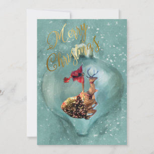 Kerstmis Speciale Rendier Ornament Sneeuw Feestdagenkaart
