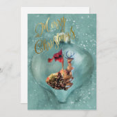 Kerstmis Speciale Rendier Ornament Sneeuw  Feestdagenkaart (Voorkant / Achterkant)