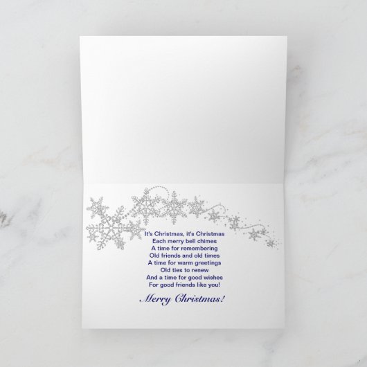 KERSTMIS - SPECIALE VRIENDEN - SNOWFLAKES/NAVY FEESTDAGEN KAART (Binnen)