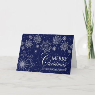 KERSTMIS - SPECIALE VRIENDEN - SNOWFLAKES/NAVY FEESTDAGEN KAART