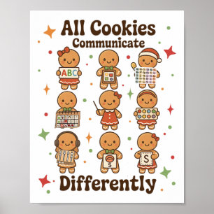 Kerstmis Sped Leraar Alle Koekjes Communiceer Vers Poster