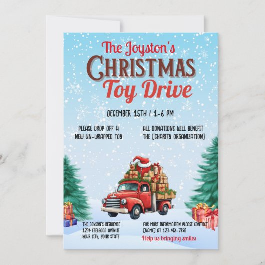 Kerstmis Speelgoed Drive Familie of bedrijfsgoed d Kaart (Voorkant)