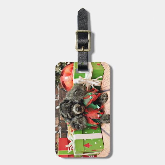 Kerstmis - Speelgoed Poodle - Annie Bagagelabel (Voorkant verticaal)