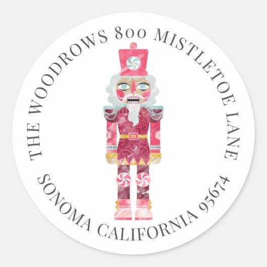 Kerstmis speelgoed soldaat waterverf retouradres ronde sticker (Voorkant)