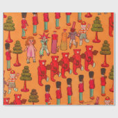 Kerstmis Speelgoed Vintage Kinderen Spelen Cadeaupapier (Vlak)