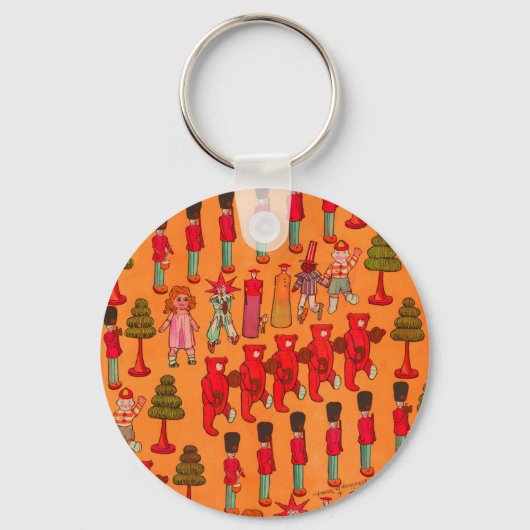 Kerstmis Speelgoed Vintage Kinderen Spelen Sleutelhanger (Voorkant)
