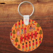 Kerstmis Speelgoed Vintage Kinderen Spelen Sleutelhanger (Voorkant)