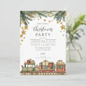 Kerstmis speelgoedtrein onder de boom kaart (Staand voorkant)