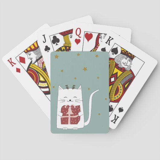 Kerstmis speelkaarten spel kat (Achterkant)