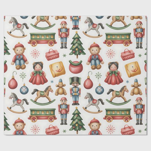 Kerstmis Speelland & Treinen Inpakpapier voor Kind (Vlak)