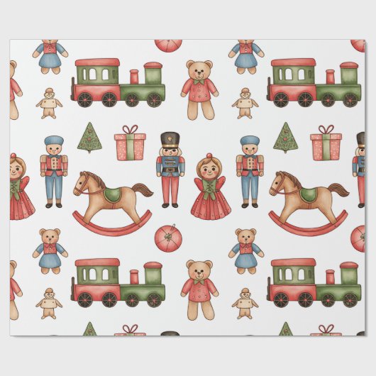 Kerstmis Speelland & Treinen Inpakpapier voor Kind (Vlak)