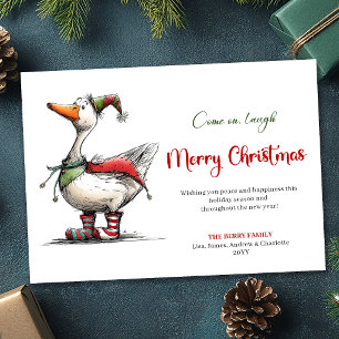 Kerstmis Speelse Gans Grappige Wispelturige Groet Feestdagenkaart