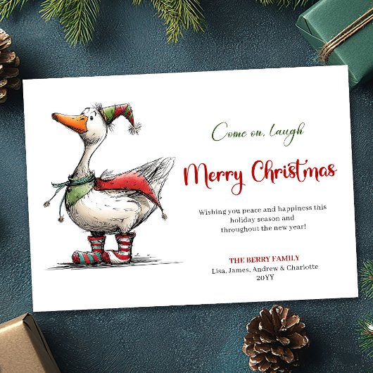 Kerstmis Speelse Gans Grappige Wispelturige Groet Feestdagenkaart