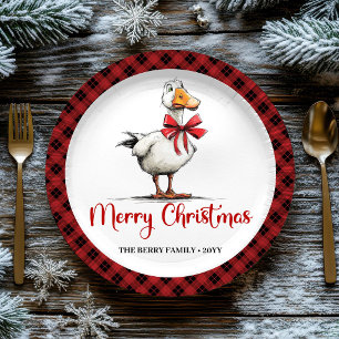 Kerstmis Speelse Gans Whimsy Minimaal Papieren Bor Bordje