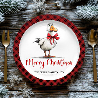 Kerstmis Speelse Gans Whimsy Minimaal Papieren Bor Bordje
