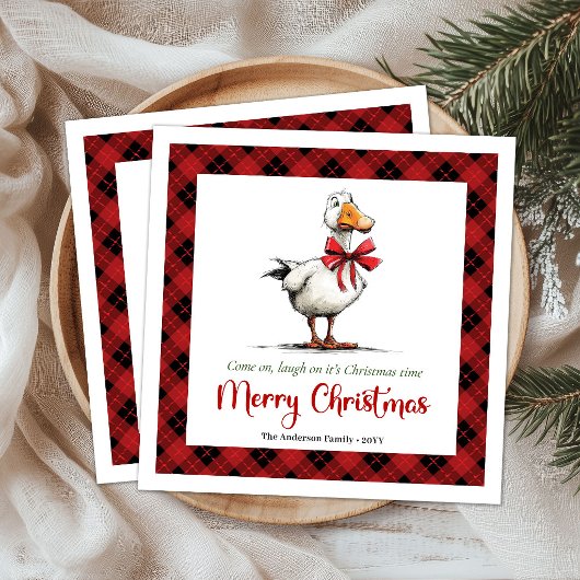 Kerstmis Speelse Gans Whimsy Minimaal Servetten