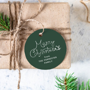 Kerstmis speelse script groene cadeaubijlage bedankjes labels