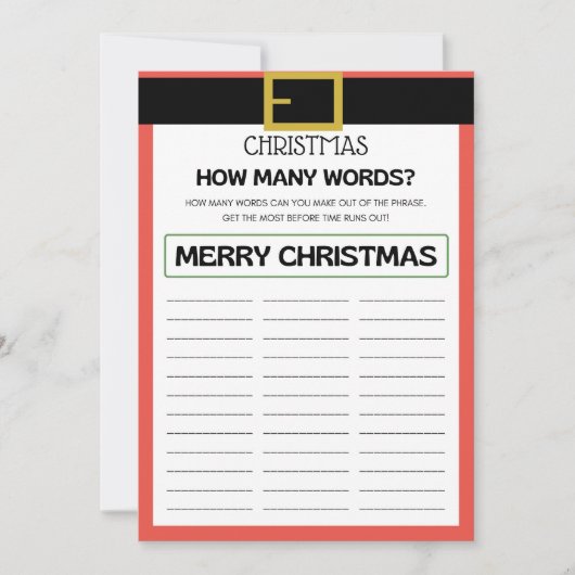 Kerstmis spel - Niet bewerkbaar - Kaart (Voorkant)