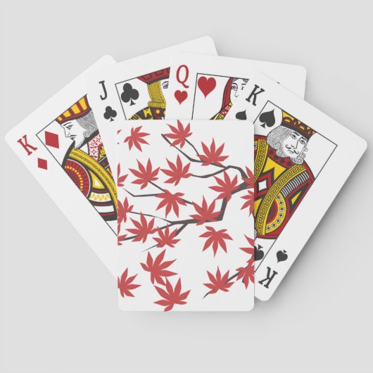 Kerstmis spelkaarten dek rood blad pokerkaarten (Achterkant)
