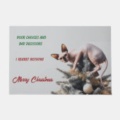 Kerstmis Sphynx Kat Deurmat (Voorkant)