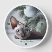 Kerstmis Sphynx Kat Klok (Voorkant)