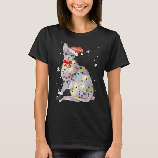 Kerstmis Sphynx Kat T-shirt (Voorkant)