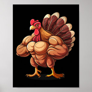 Kerstmis Spier Kalkoen Grappige Leg Dag Gym Lichaa Poster