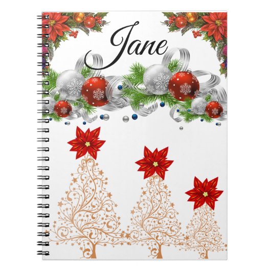 Kerstmis Spiraal Notebook Poinsettia Notitieboek (Voorkant)