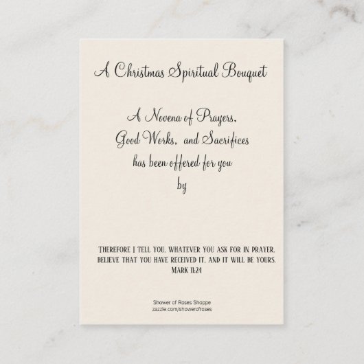 kerstmis Spirituele Bouquet Heilige Kaart Visitekaartje (Achterkant)