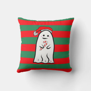 Kerstmis spook op rode en groene strepen kussen