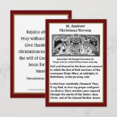 Kerstmis St. Andrew Novena Prayer Card Bedankkaart (Voorkant / Achterkant)
