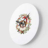 Kerstmis St Bernard Honden Santa Hoed Krans Grote Klok (Hoek)