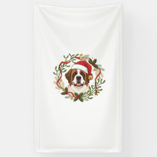 Kerstmis St Bernard Honden Santa Hoed Krans Spandoek