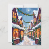 Kerstmis Stad Aquarel Feestdagenkaart (Voorkant)
