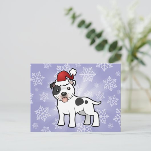Kerstmis Staffordshire Bull terrier Feestdagenkaart (Staand voorkant)