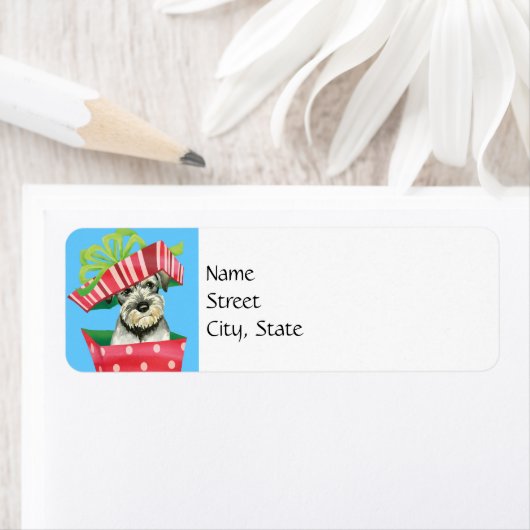 Kerstmis Standaard Schnauzer Etiket (Insitu)