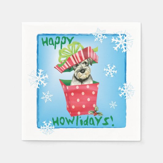 Kerstmis Standaard Schnauzer Servet (Voorkant)