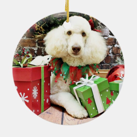 Kerstmis - Standard Poodle - Lucy Keramisch Ornament (Achterkant)