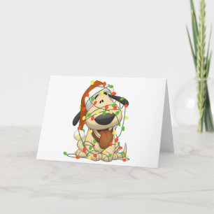 Kerstmis steekt de Grappige Hond van het Puppy aan Feestdagen Kaart