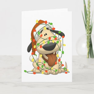 Kerstmis steekt de Grappige Hond van het Puppy aan Feestdagen Kaart