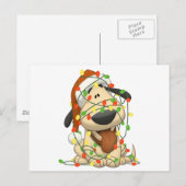 Kerstmis steekt de Grappige Hond van het Puppy aan Feestdagenkaart (Voorkant / Achterkant)