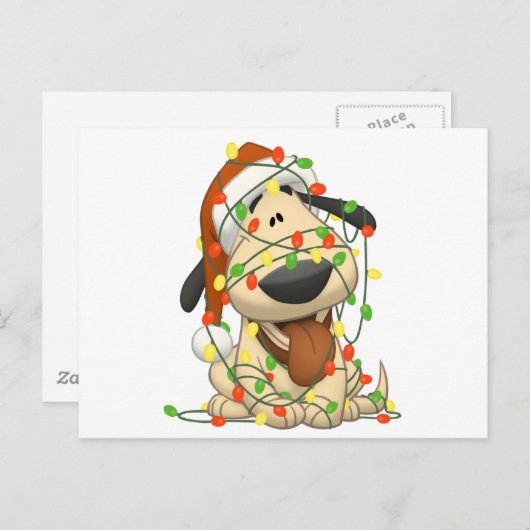 Kerstmis steekt de Grappige Hond van het Puppy aan Feestdagenkaart (Voorkant / Achterkant)