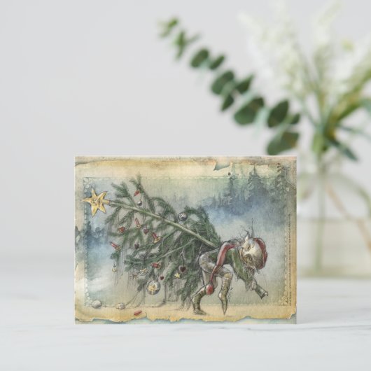 Kerstmis stelen feestdagenkaart (Staand voorkant)