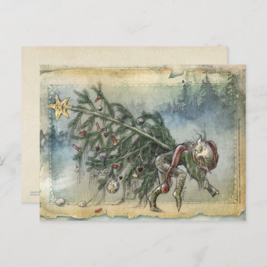 Kerstmis stelen feestdagenkaart (Voorkant / Achterkant)