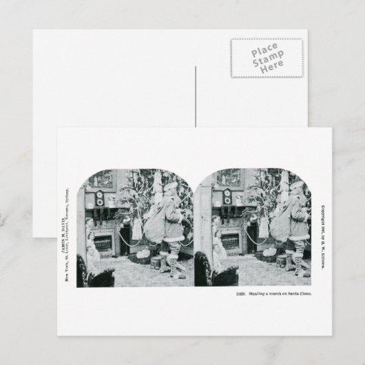 Kerstmis Stereoview - Vintage Feestdagenkaart (Voorkant / Achterkant)