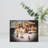 Kerstmis sterrenhemel boerderij met paard sneeuw feestdagenkaart (Staand voorkant)