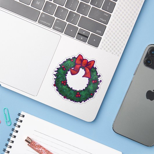 Kerstmis Sticker (Laptop met iPhone)