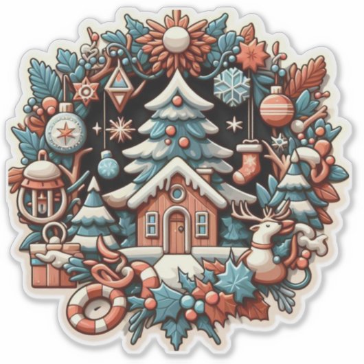 Kerstmis Sticker (Voorkant)