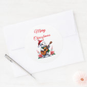 Kerstmis Sticker Konijn Gitaar (Envelop)